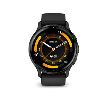 Montre connectée Garmin Venu 3 45mm en acier Gray, boîtier noir et bracelet en silicone noir