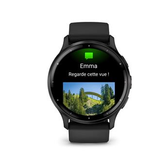 Montre connectée Garmin Venu 3 45mm en acier Gray, boîtier noir et bracelet en silicone noir