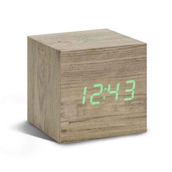 Horloge Gingko Cube click Cendre