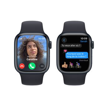 Apple Watch Series 9 GPS + Cellular 41 mm avec boîtier en aluminium minuit et bracelet sport minuit M/L