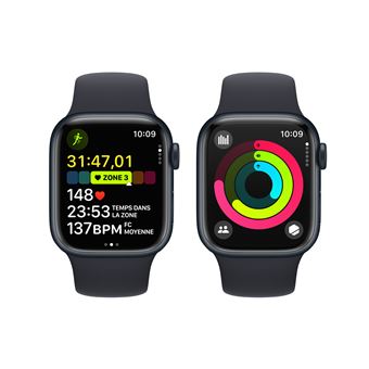 Apple Watch Series 9 GPS + Cellular 41 mm avec boîtier en aluminium minuit et bracelet sport minuit M/L