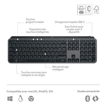 Clavier sans fil Azerty Logitech MX Keys S Plus Noir