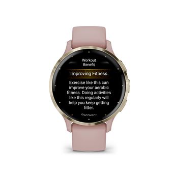 Montre connectée Garmin Venu 3S 41mm en acier Soft Gold, boîtier rose et bracelet en silicone rose