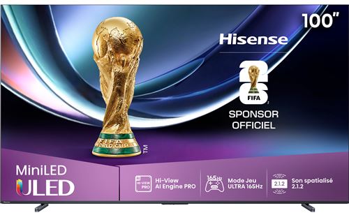 TV Mini LED QLED Hisense 4K UHD 100U7Q PRO 253 cm 2025 - vue 2