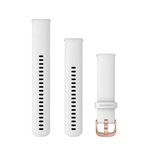 Bracelet Garmin Quick Release 20 mm Silicone Blanc boucle rose or