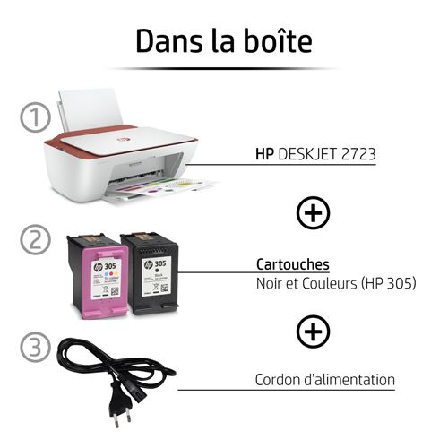 Imprimante Tout-en-Un DeskJet 2723e Jet d'Encre Couleur Copie Scan - 6 mois  d'Instant Ink Inclus avec HP+ HP à Prix Carrefour