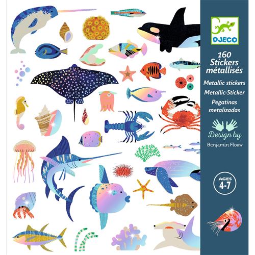 Jeu créatif Djeco Pochette de 160 stickers océan à effets