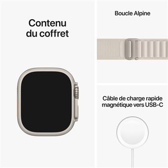 Apple Watch Ultra + Cellular, boîtier Titane 49mm avec Boucle Alpine Lumière Stellaire Taille L