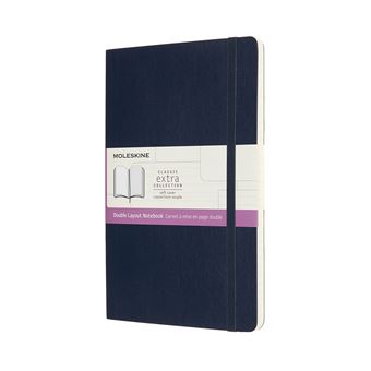 Carnet classique grand format ligné Moleskine à pages blanche couverture souple Bleu