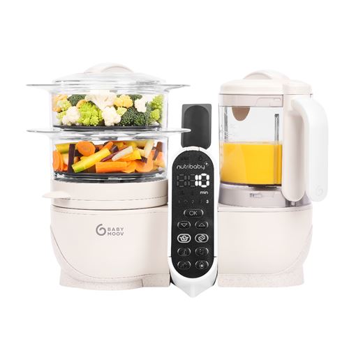 Babymoov Nutribaby + Robot Cuiseur Bébé Multifonctions 6 en 1 Cuiseur Vapeur Mixeur Grande Capacité Petits Pots Bébé Faits Maison Idéal Diversification Alimentaire Mineral