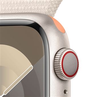 Apple Watch Series 9 GPS + Cellular 41 mm, boîtier en aluminium Stellaire avec boucle Sport Stellaire