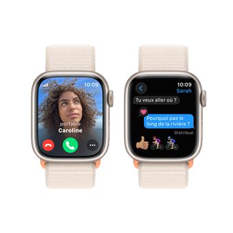 Apple Watch Series 9 GPS + Cellular 41 mm, boîtier en aluminium Stellaire avec boucle Sport Stellaire