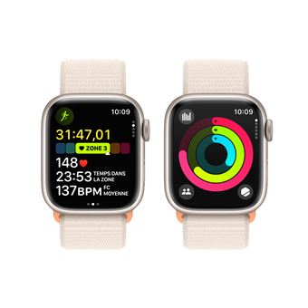 Apple Watch Series 9 GPS + Cellular 41 mm, boîtier en aluminium Stellaire avec boucle Sport Stellaire