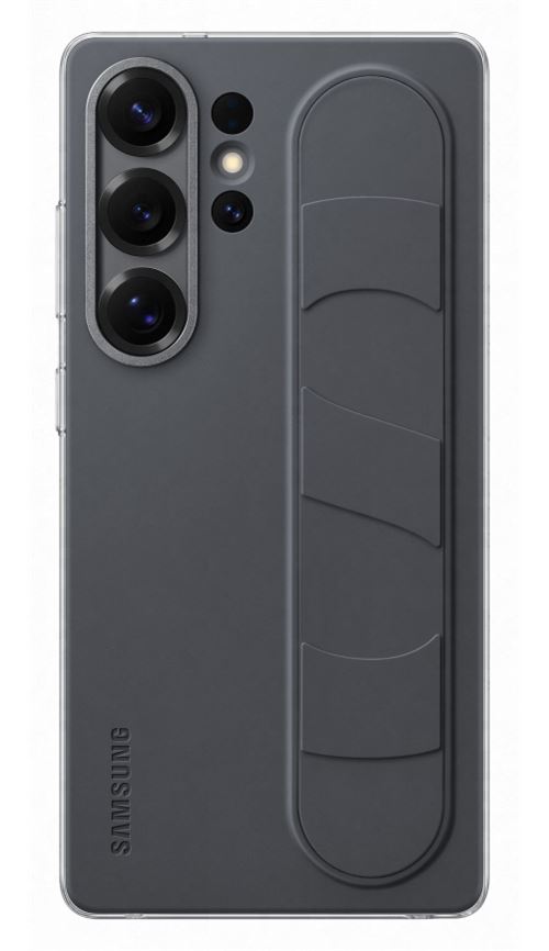 Coque en silicone avec lanière et support noir pour Samsung Galaxy S25 Ultra