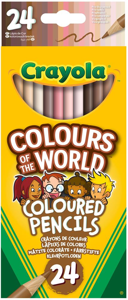 CRAYOLA - Colours of The World, Crayons de Cire, Set de 24 pièces, Couleurs  multiculturelles Assorties dans Les Tons Chair, 52-0114