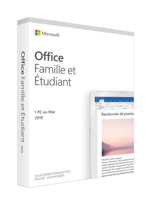 Office Famille et Etudiant 2019 1 PC ou Mac