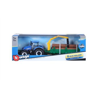 Collection ferme Bburago Tracteur New Holland avec remorque 1:43 Modèle aléatoire