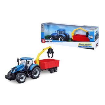 Collection ferme Bburago Tracteur New Holland avec remorque 1:43 Modèle aléatoire