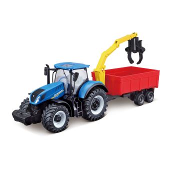 Collection ferme Bburago Tracteur New Holland avec remorque 1:43 Modèle aléatoire