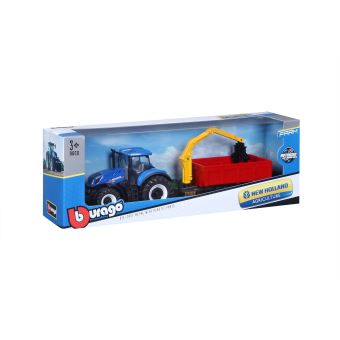 Collection ferme Bburago Tracteur New Holland avec remorque 1:43 Modèle aléatoire