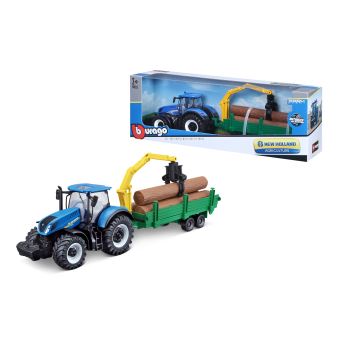 Collection ferme Bburago Tracteur New Holland avec remorque 1:43 Modèle aléatoire