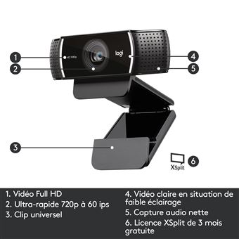 Webcam Logitech C922 Pro Stream Noir - Webcam