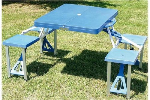 Cao Table Valise Pique-Nique Camping, Bleu (Grise), 85 x 65 x 67 cm