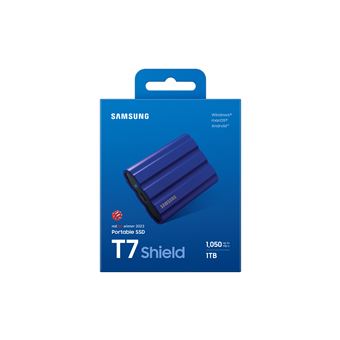 Disque SSD Externe Samsung Portable T7 Shield MU-PE1T0R/EU USB Type C 1 To Bleu