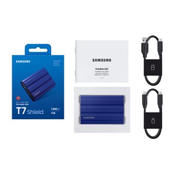 Disque SSD Externe Samsung Portable T7 Shield MU-PE1T0R/EU USB Type C 1 To Bleu