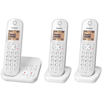 Panasonic KX-TGC423EB - Téléphone sans fil - système de répondeur avec ID  d'appelant/appel en instance - DECT\GAP - (conférence) à trois capacité  d'appel - noir + 2 combinés supplémentaires - Téléphone sans