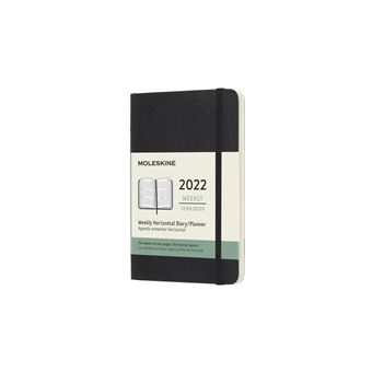 Agenda semainier Moleskine Horizontal Format de poche Couverture souple 2022 Noir