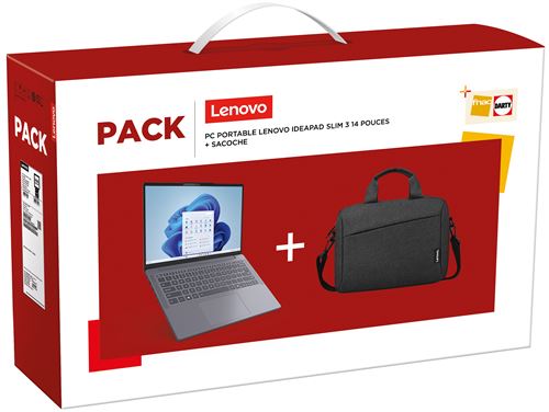 Pack PC portable Lenovo IdeaPad Slim 3 14IRH10 14 WUXGA Intel® Core™ i5 16 Go RAM 512 Go SSD Gris anthracite + Sacoche
