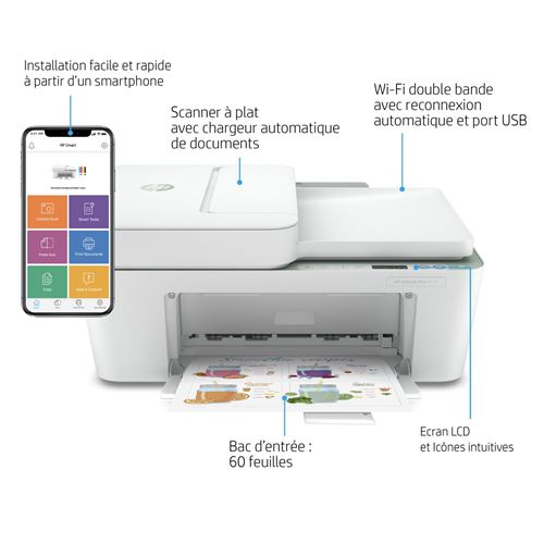 Imprimante HP DeskJet 4122e multifonction Jet d'encre couleur