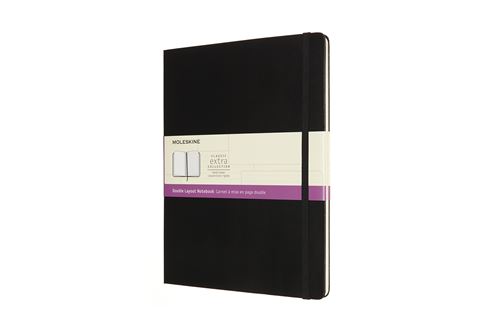 Carnet classique très grand format ligné Moleskine à pages blanche couverture rigide Noir