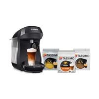Machine à Café Capsules BOSCH TASSIMO FINESSE TAS163E - 1400W - 0.7L - Noir - Livrée Avec 3 Packs De T-discs