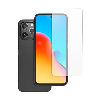 Pack Made For Xiaomi Coque arrière semi-rigide Noir et Protège-écran en verre trempé pour Xiaomi Redmi 12 4G/5G Transparent