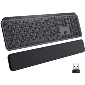 Clavier rétroéclairé QWERTY sans fil Bluetooth Logitech MX Keys avec repose-poignets Noir graphite