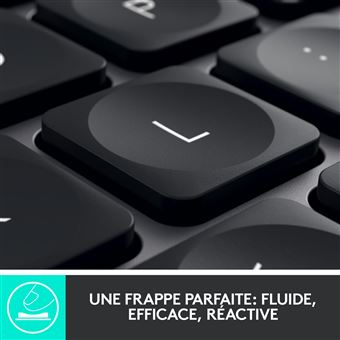 Clavier rétroéclairé QWERTY sans fil Bluetooth Logitech MX Keys avec repose-poignets Noir graphite