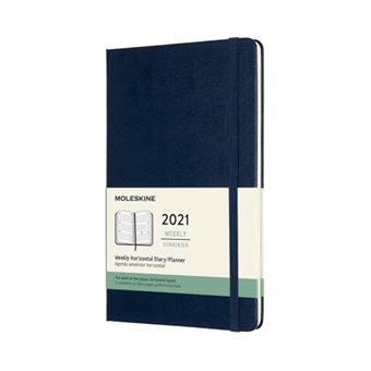 Agenda 2021 semainier Moleskine Horizontal Rigide grand format Bleu