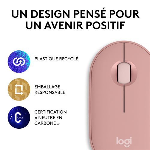 Souris Logitech PEBBLE M350 - ROSE - EMEA - DARTY Guyane