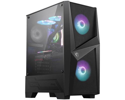Boîtier PC gaming MSI MAG FORGE 100R moyen tour noir ARGB avec panneau latéral verre trempé