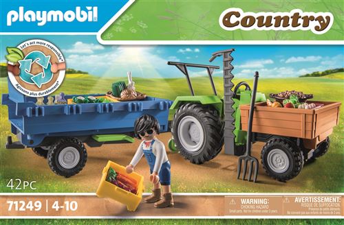 Playmobil Country 71249 Tracteur Avec Remorque
