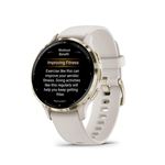 Montre connectée Garmin Venu 3S 41mm en acier Soft Gold, boîtier ivoire et bracelet en silicone ivoire