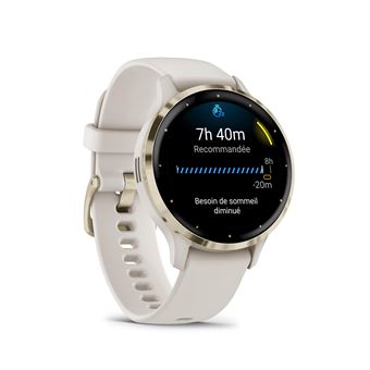 Montre connectée Garmin Venu 3S 41mm en acier Soft Gold, boîtier ivoire et bracelet en silicone ivoire