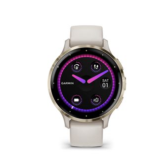 Montre connectée Garmin Venu 3S 41mm en acier Soft Gold, boîtier ivoire et bracelet en silicone ivoire