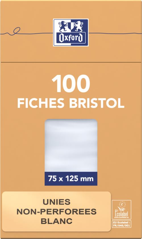 Etui de 100 fiches - bristol ligné non perforé 75x125mm - Couleurs