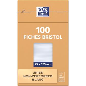 Etuis de 100 fiches Bristol perforées, 12,5 x 20 cm, 205 g/m², Paquet de  100 pièces
