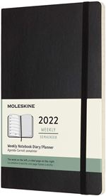 Agenda semainier Moleskine Grand format Couverture souple 2022 Noir