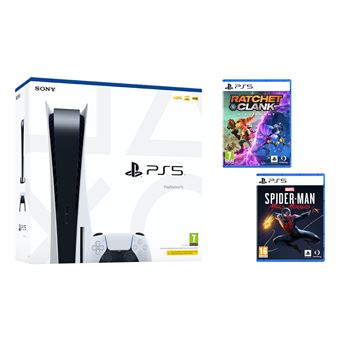 Pack Console Sony PS5 Standard + Ratchet & Clank Rift Apart + Marvel's Spider-man Miles Morales