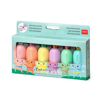 Surligneurs En Forme De Carotte - Lot De 6 Couleurs Pastel - Pointe Fine/épaisse - Séchage Rapide
